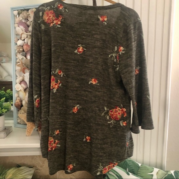 NWT Anthropologie Boho Embroidery Top Charcoal Orange Green - Picture 5 of 10